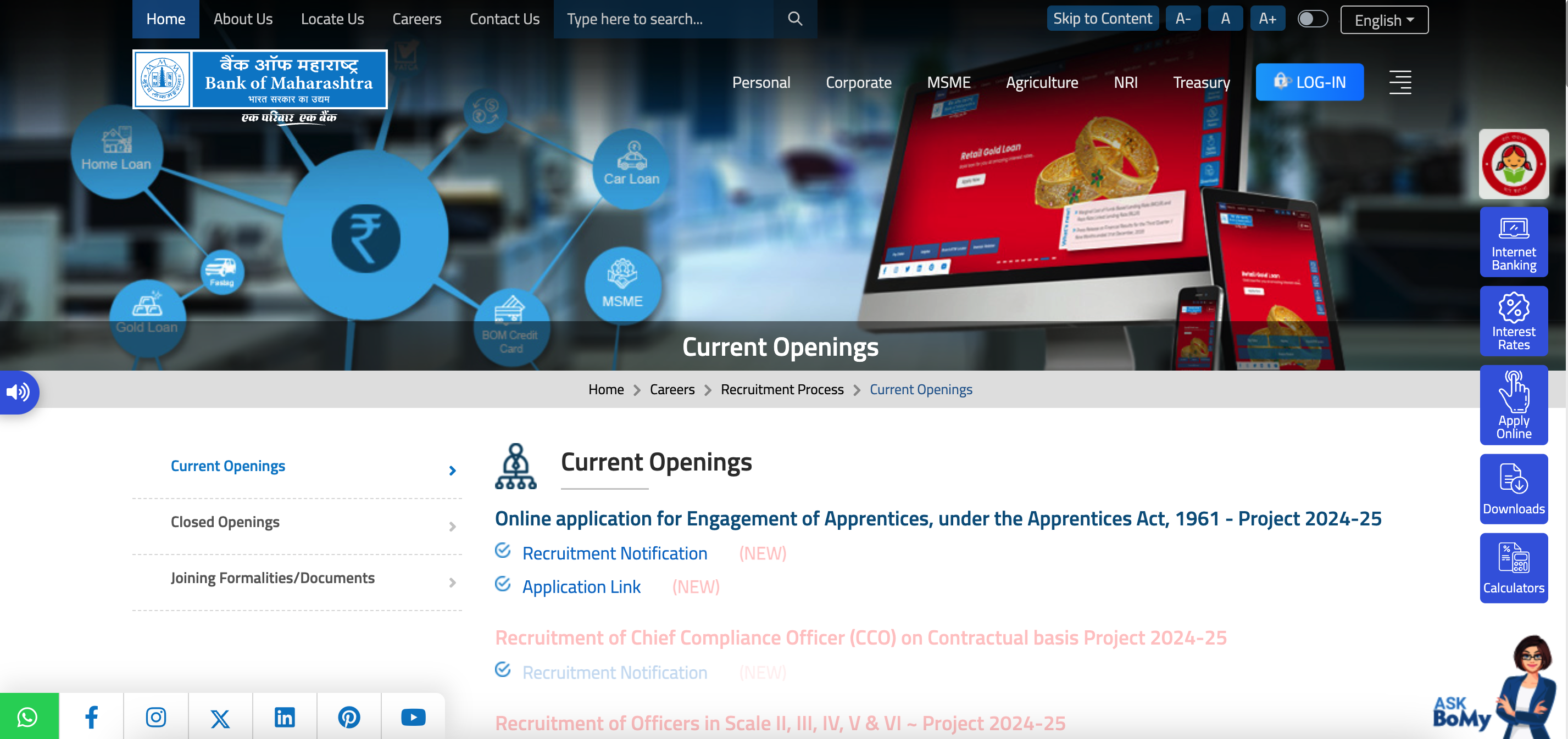 Bank of Maharashtra Apprentice Recruitment 2024